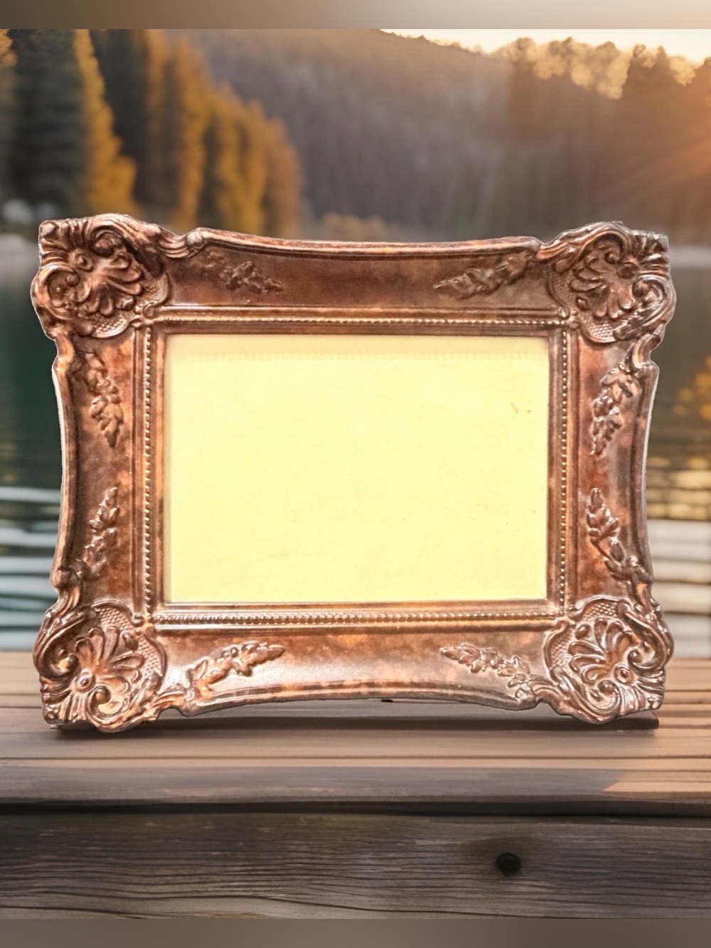 Vtg Style Ornate Faux Tortoise Shell Wood Baroque 5x7 Picture Frame Brown